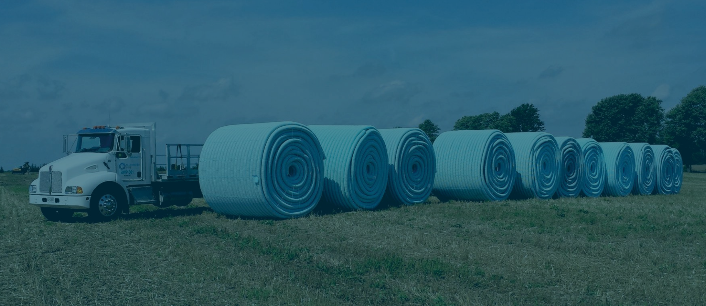 Bluewater Pipe certified drainage pipe in an ontario field